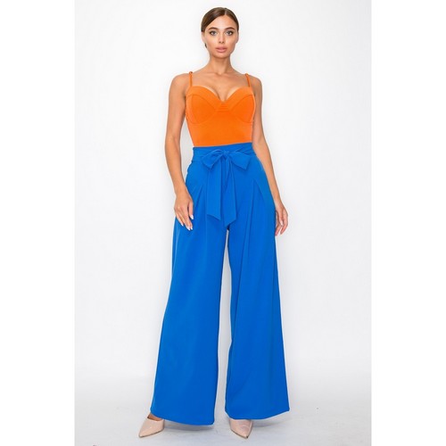 Tie Waist Palazzo Pants in Royal