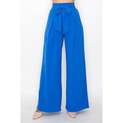 HMP40624 Tie Waist Palazzo Pants in Royal
