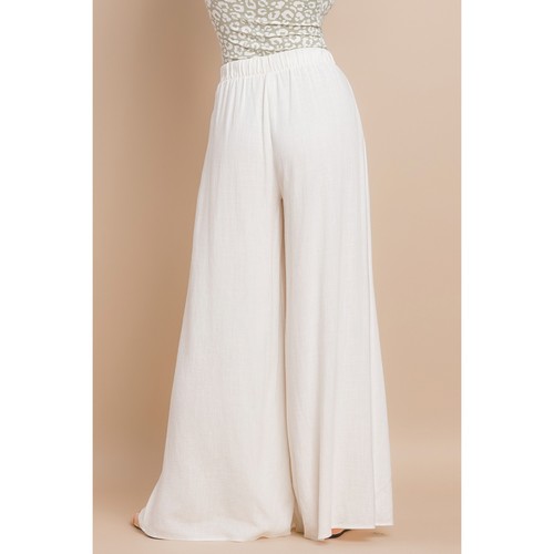 Linen Front Slit Pants in White