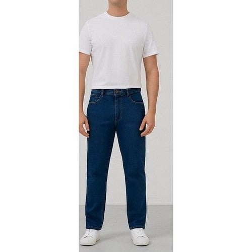 American Tiger Slim Fit 5-Pocket Stretch Jeans in Medium Blue