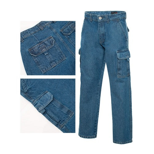 Generation XYZ 7-Pocket Cargo Heavyweight Jeans in Medium Blue