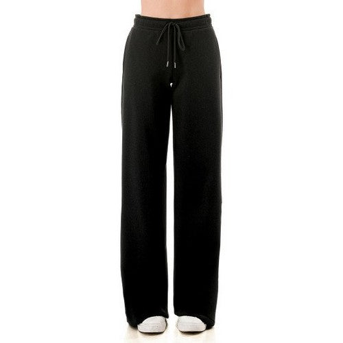 76587 Wide Leg Joggers With Pockets in Black