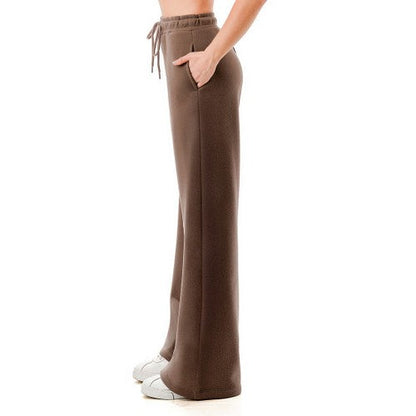 Wide Leg Joggers With Pockets in Chestnut