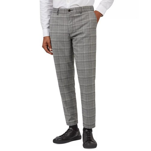 Ben Sherman Slim Fit Plaid Wool Dress Pants in Dark Grey
