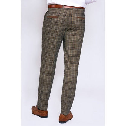 Marc Darcy Enzo Plaid Slim Fit Dress Pant in Tan