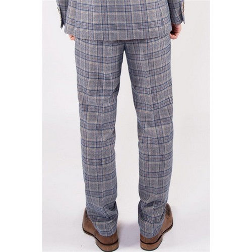 0071638 Marc Darcy Enzo Plaid Slim Fit Dress Pant in Blue