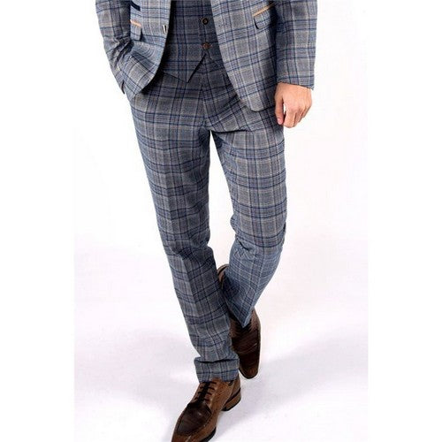 Marc Darcy Enzo Plaid Slim Fit Dress Pant in Blue