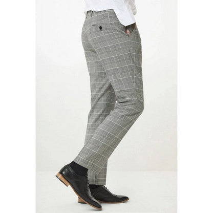 Marc Darcy Ross Slim Fit Plaid Dress Pant in Grey & Black
