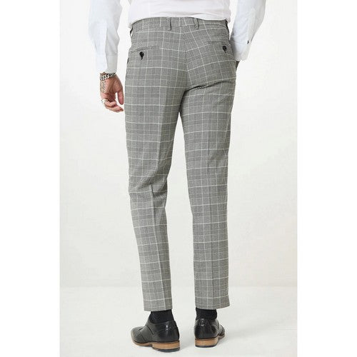 Marc Darcy Ross Slim Fit Plaid Dress Pant in Grey & Black