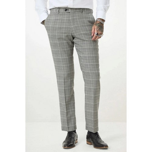 Marc Darcy Ross Slim Fit Plaid Dress Pant in Grey & Black