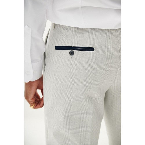 Marc Darcy Bromley Slim Fit Plaid Dress Pants in Stone