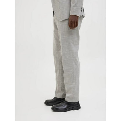 Ted Baker Slim Fit Plaid Wool Dress Pants in Beige