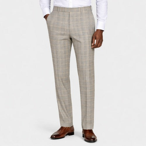 Ben Sherman Slim Fit Plaid Dress Pant in Grey & Mustard