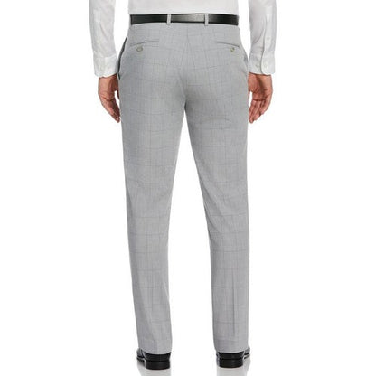 Ben Sherman Slim Fit Plaid Wool Dress Pant in Light Grey