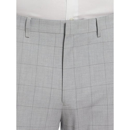 Ben Sherman Slim Fit Plaid Wool Dress Pant in Light Grey