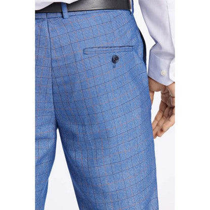 Antique Rogue Slim Fit Plaid Dress Pant in Sky Blue