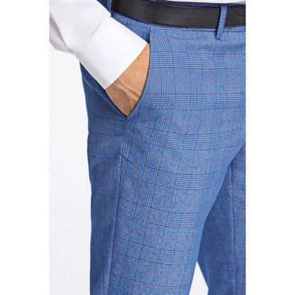 Antique Rogue Slim Fit Plaid Dress Pant in Sky Blue