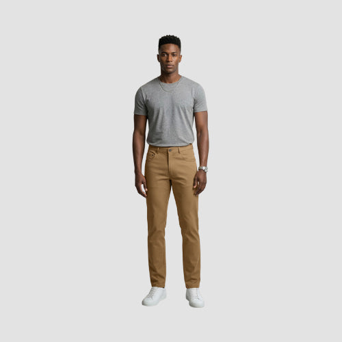 VIP Collection Wings Slim Fit Smooth Dressy Jeans in Khaki