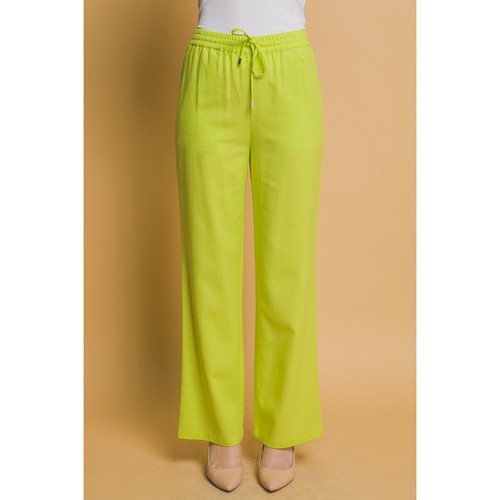 6978PS Drawstring Wide Leg Linen Pants in Lime