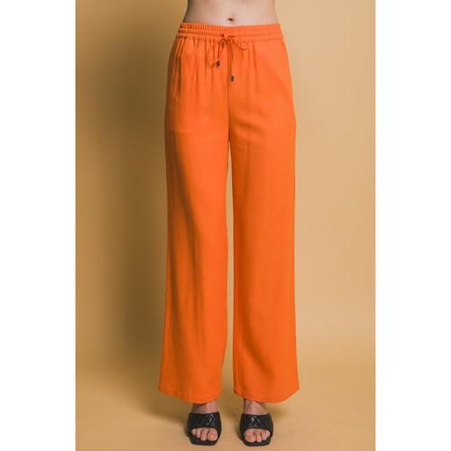 6978PS Drawstring Wide Leg Linen Pants in Orange