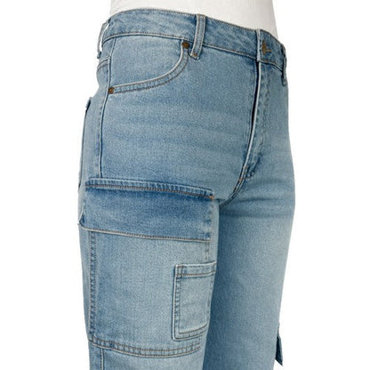 Olevey Cargo Straight Leg Jeans in Light Wash