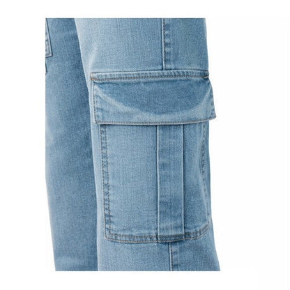 Olevey Cargo Straight Leg Jeans in Light Wash