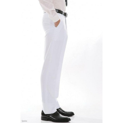 Ferrecci Slim Fit Flat Front Dress Pants in Halo White