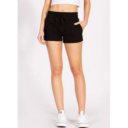 TS627R-1 French Terry Jogger Shorts in Black