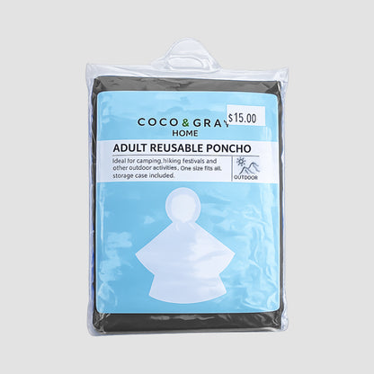 Coco & Gray Adult Reusable Rain Poncho-In-Case in Black