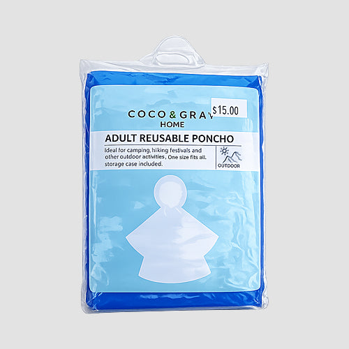 Coco & Gray Adult Reusable Rain Poncho-In-Case in Blue