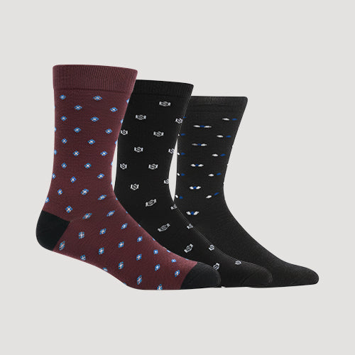 Lords Design Dress Socks (3-Pair Pack) in Brown & Black