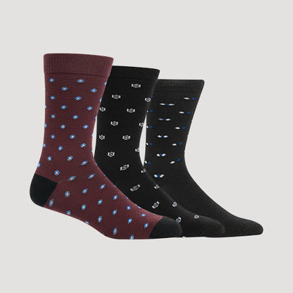 Lords Design Dress Socks (3-Pair Pack) in Brown & Black