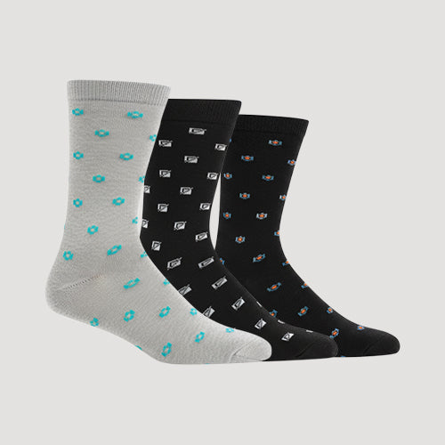 Lords Design Dress Socks (3-Pair Pack) in Grey & Black