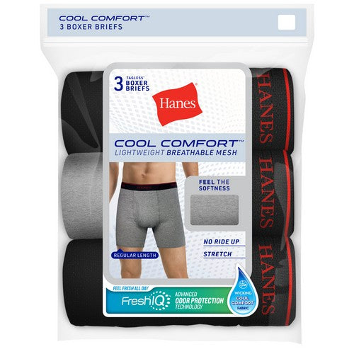 Hanes Cool Comfort Tagless Boxer Briefs 3-Pack