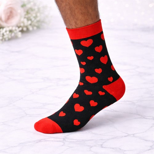 Cotton Valentines Socks in Black & Red