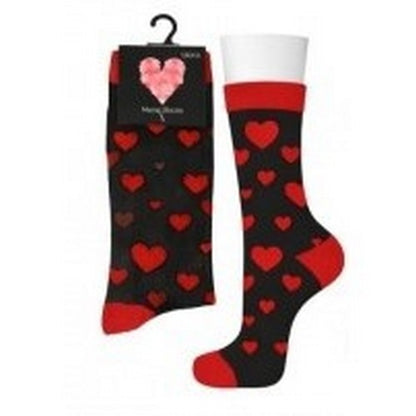 QMU126 Cotton Valentines Socks in Black & Red