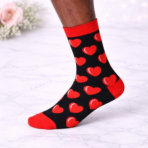 Cotton Valentines Socks in Red & Black