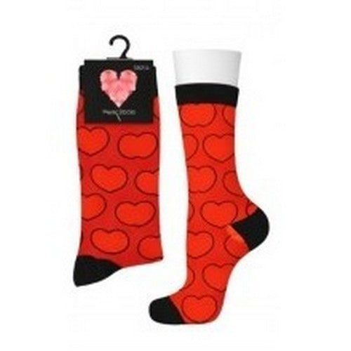 QMU126 Cotton Valentines Socks in Red