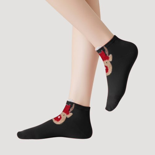 Reindeer Christmas Fun Socks in Black