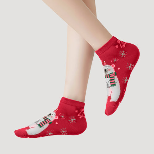Christmas Polar Bear Fun Socks in Red