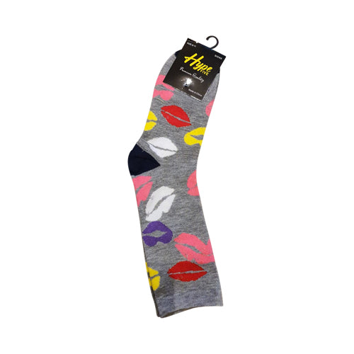 Hype Five Fun Socks Lips Grey (1 Pair)