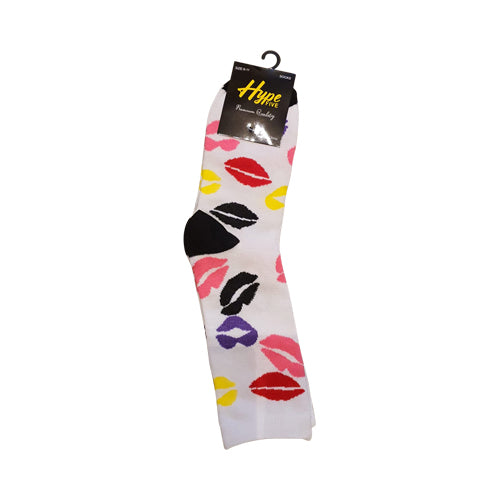 Hype Five Fun Socks Lips White (1 Pair)
