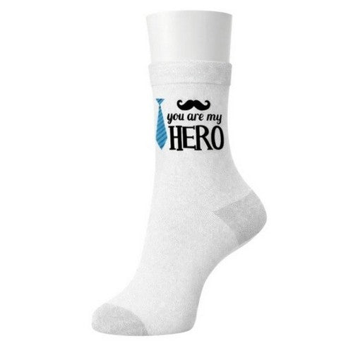 You Are My Hero Cotton Socks in Grey