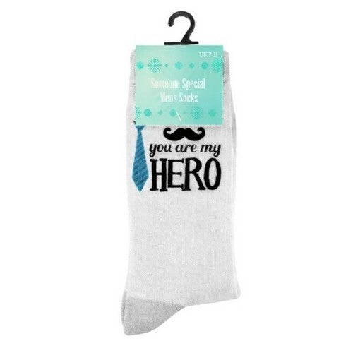 You Are My Hero Cotton Socks in Grey