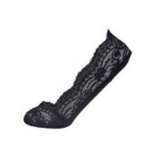 Foxbury Cotton Rich Lace Footsie Shoe Liners in Black