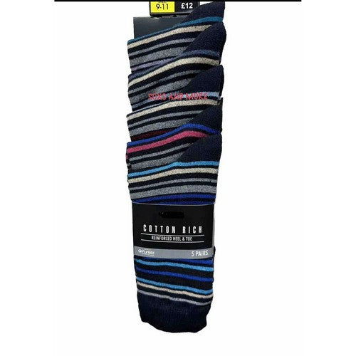 Next Cotton Rich Dress Socks 5 Pack in Stripe Multicolour