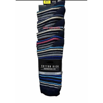 Next Cotton Rich Dress Socks 5 Pack in Stripe Multicolour