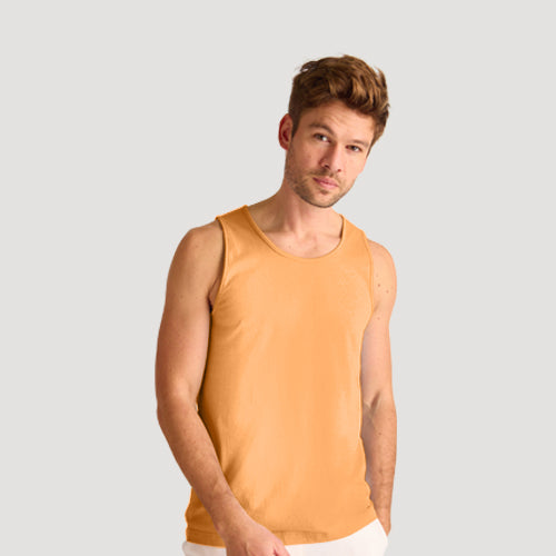 Peacocks Cotton Solid Vest in Orange