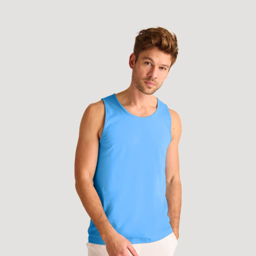 Peacocks Cotton Solid Vest in Sky Blue