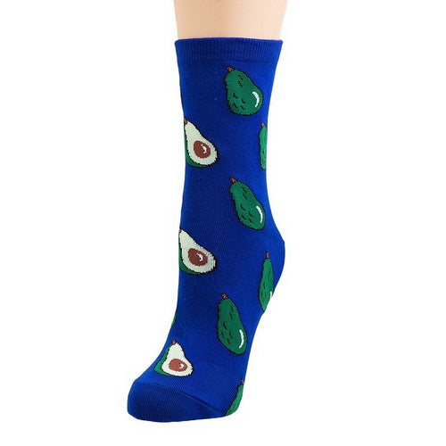 Avocado Print Fun Socks in Blue